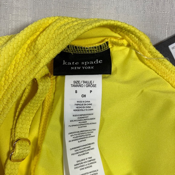 NWT Kate Spade YELLOW Scalloped Plunge One Piece Swimsuit, Size Small - Picture 11 of 12